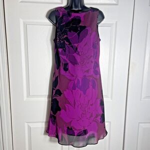 American Living Dress Women 10 Purple Black Floral Sleeveless Ralph Lauren Fairy